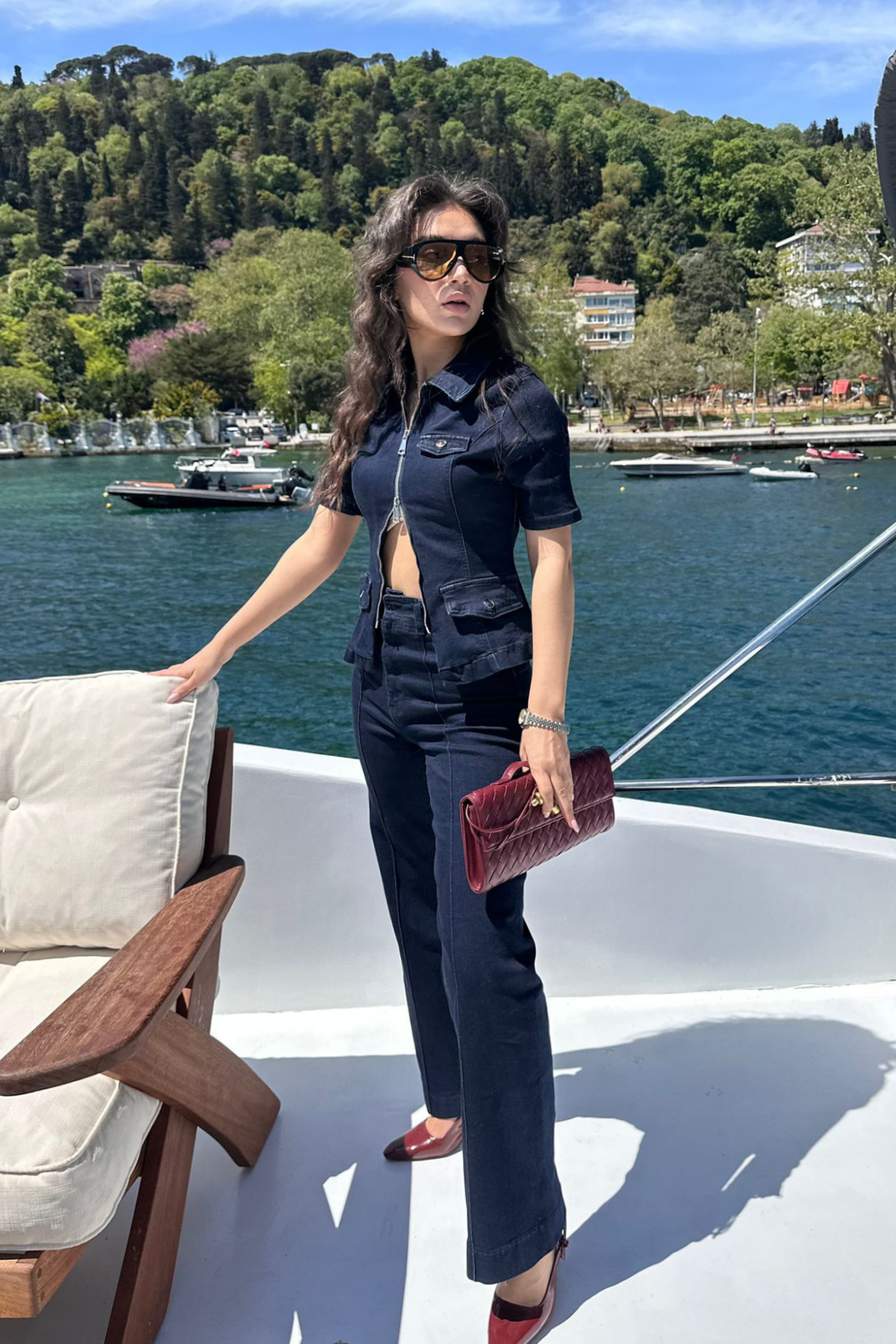 Fermuarlı Denim Takım