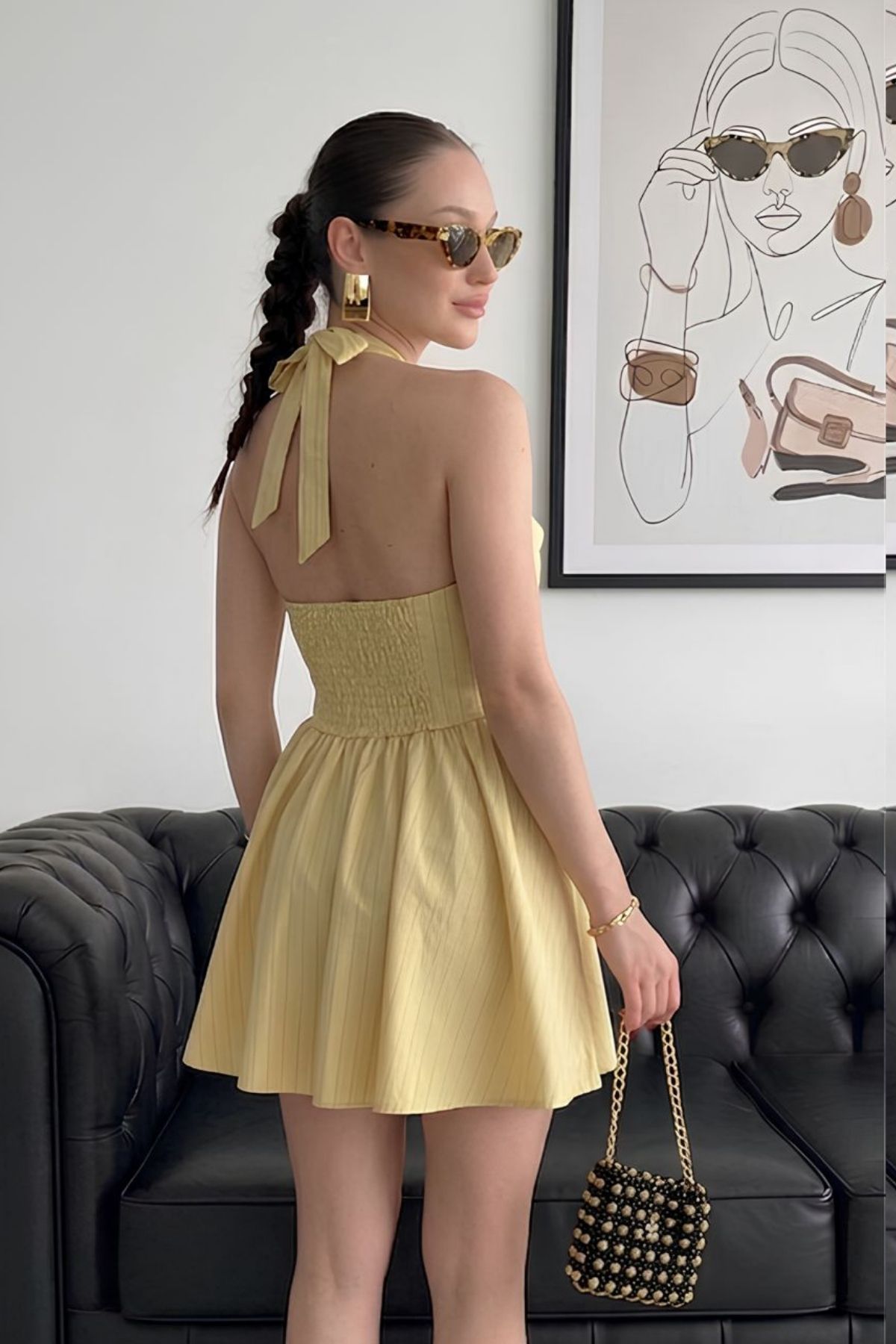 Çizgili Mini Elbise